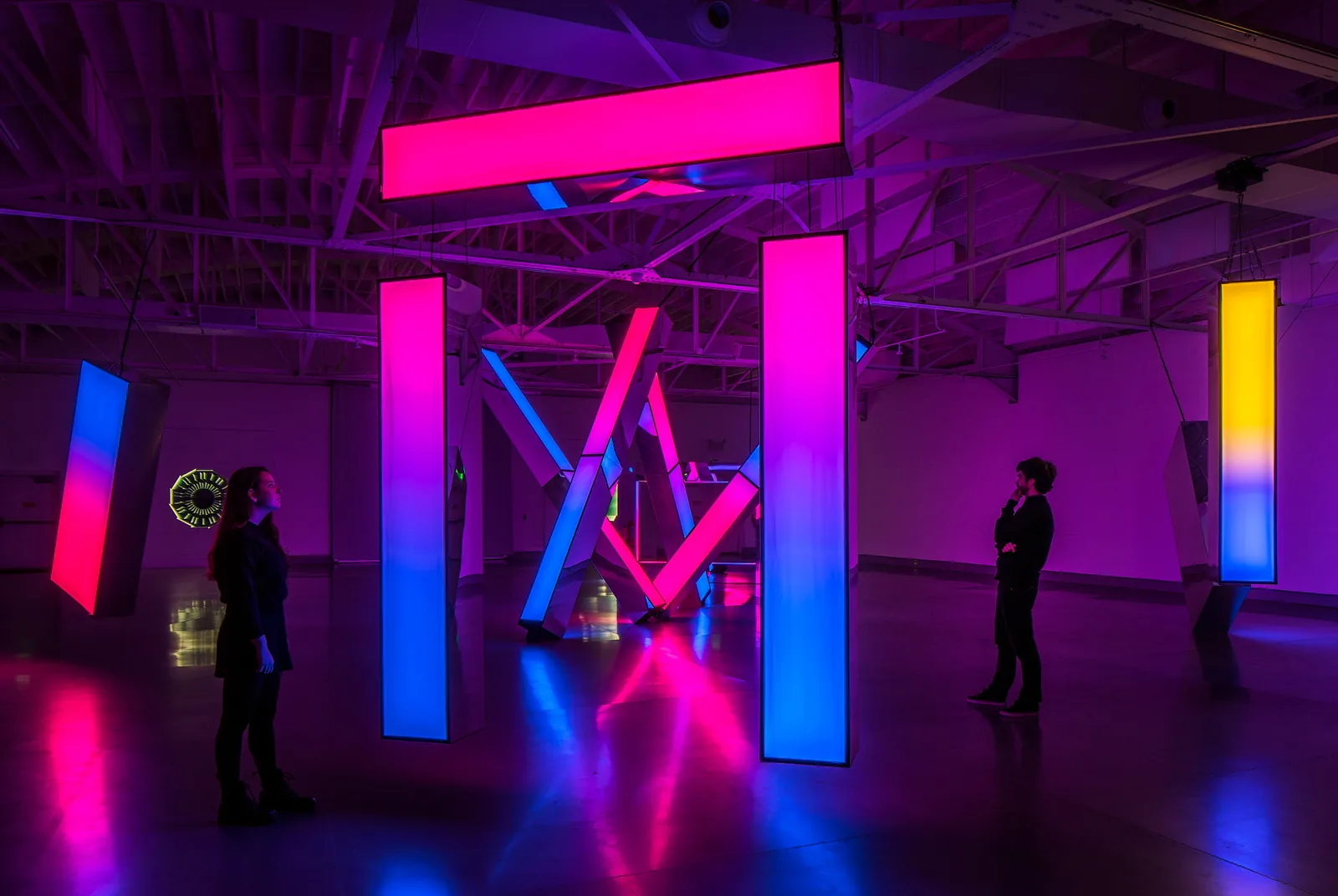 Michael Hollins examining the Light exhibition at KANEKO in 2018