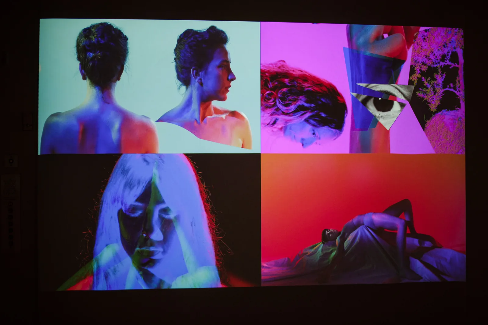 Nik Fackler and tbd. Dance Collective video installation in Reality at KANEKO in 2018