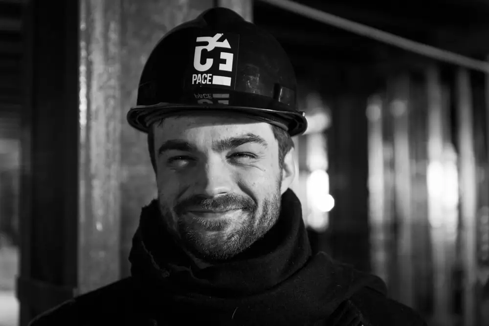 Michael Hollins wearing a PACE construction helmet during the design phase